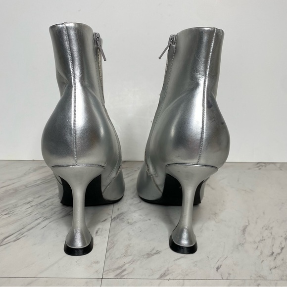 Open Edit Blythe Silver Pointy Toe Heeled Bootie 8 1/2 M - Picture 3 of 15